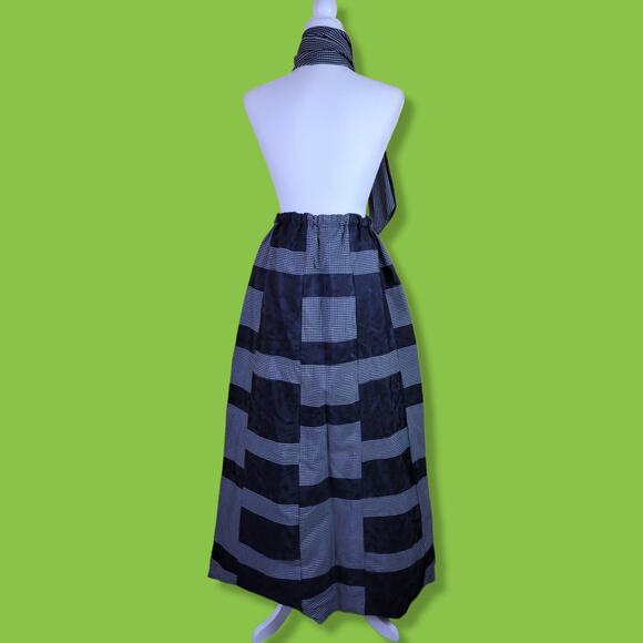 Vintage Mr. Hank Maxi Skirt Plaid and Floral Patchwork with Scarf/Belt - Picture 3 of 6